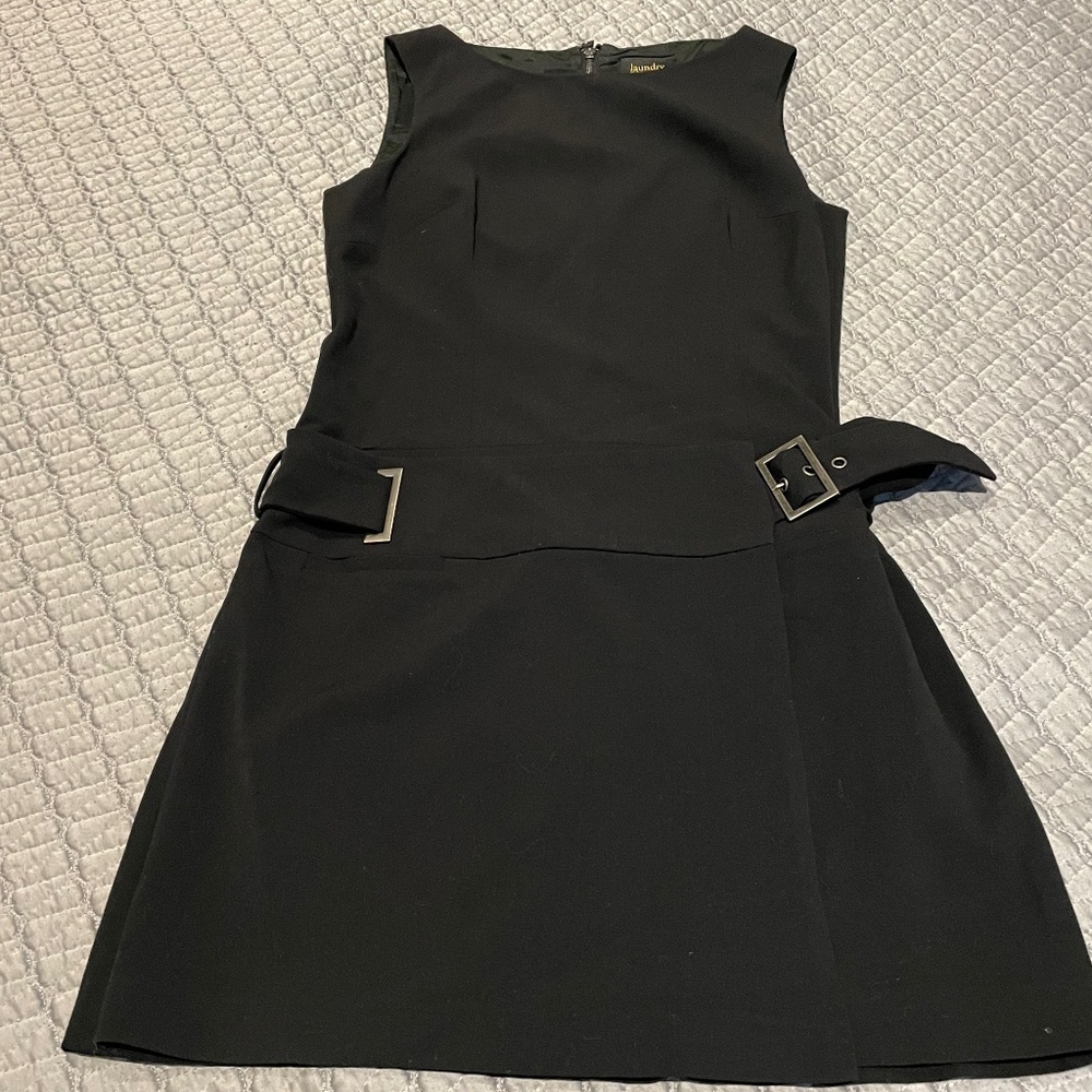 Laundry by Shelli Segal Mini Belted Black Tank Dress